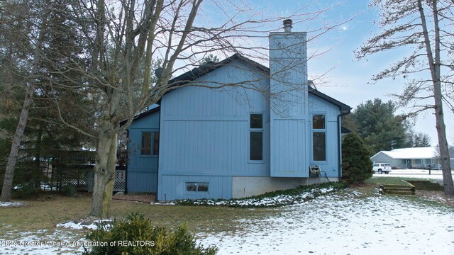 view of snow covered exterior