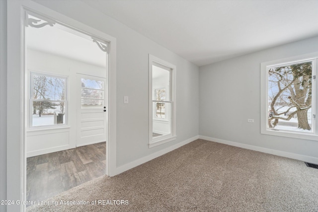 unfurnished room with carpet flooring and a healthy amount of sunlight