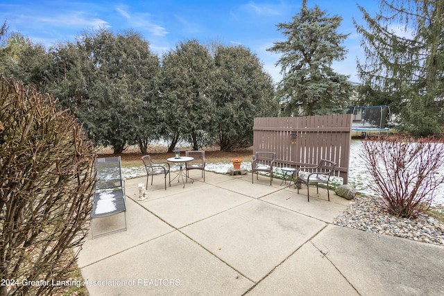 view of patio / terrace featuring a trampoline