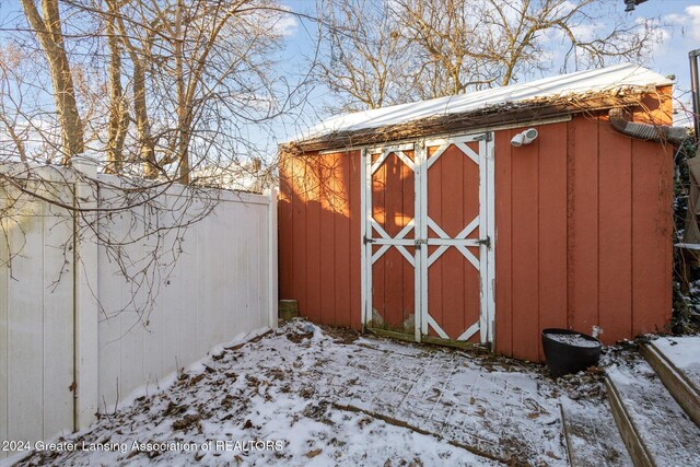 view of snow covered structure