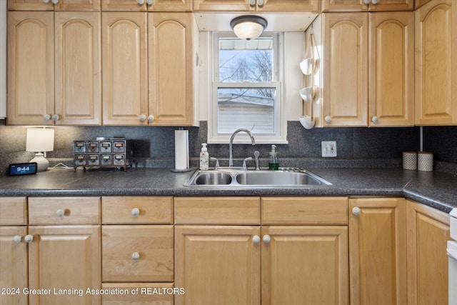 kitchen with sink and light brown cabinets