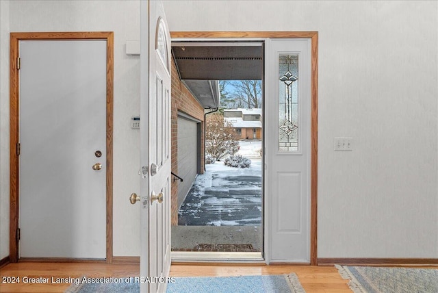 foyer entrance featuring light hardwood / wood-style flooring