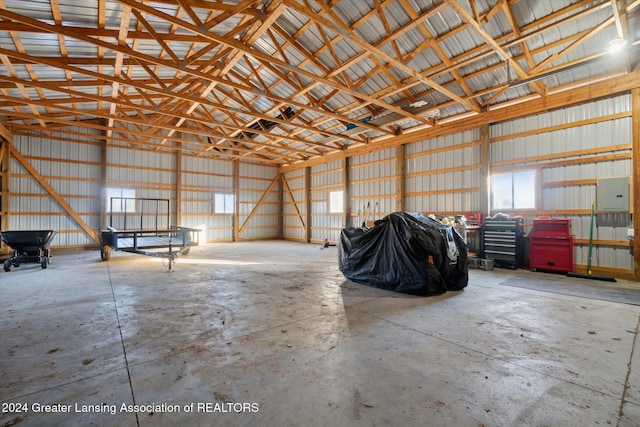 garage with electric panel