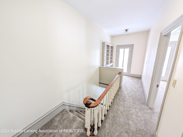 stairway with carpet floors