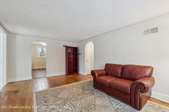 living room featuring wood-type flooring