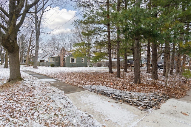 view of yard covered in snow