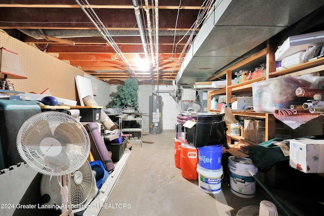 basement with water heater