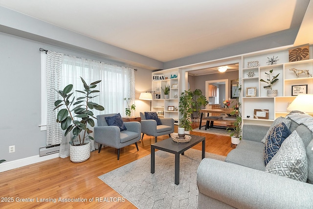 living room with hardwood / wood-style floors