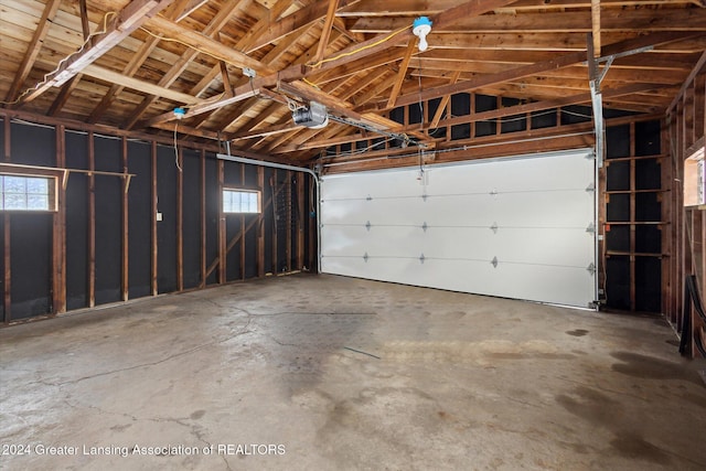 garage with a garage door opener