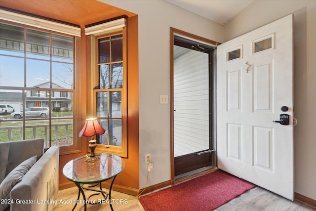 entrance foyer with light wood-type flooring