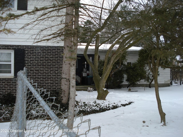 view of snow covered exterior