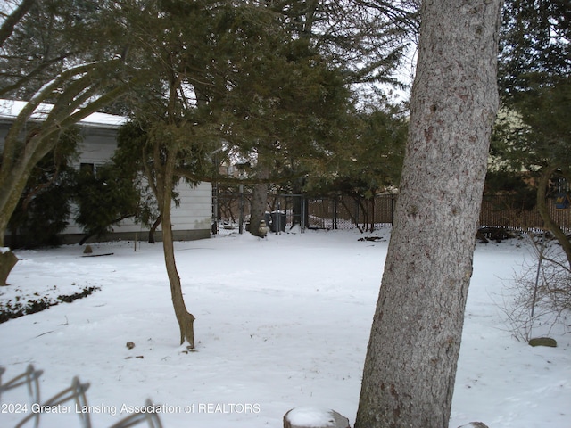 view of yard covered in snow