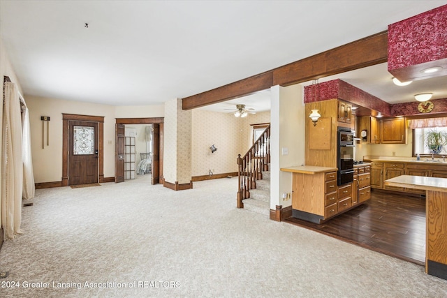 kitchen with carpet floors and sink