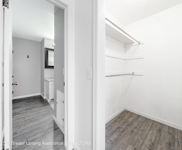 spacious closet with hardwood / wood-style floors