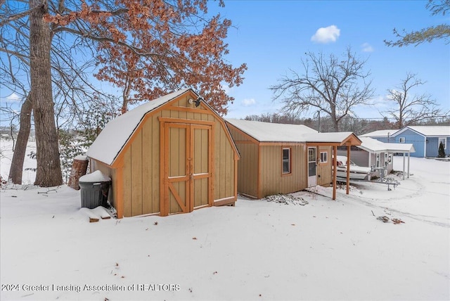 view of snow covered structure