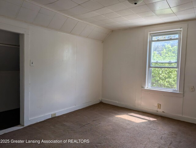 bonus room with carpet, a wealth of natural light, vaulted ceiling, and baseboards