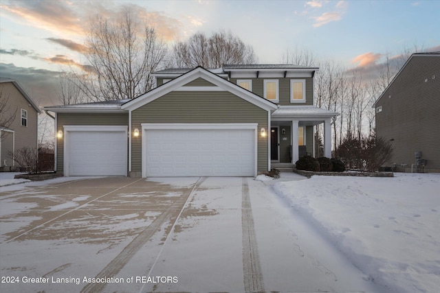 view of property with a garage