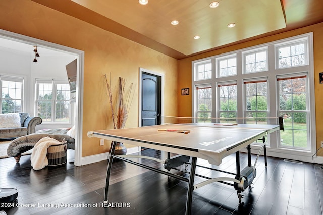 rec room featuring dark hardwood / wood-style floors