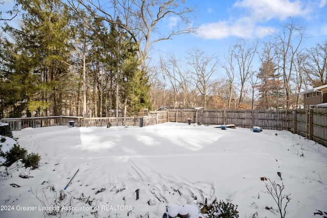 view of yard covered in snow