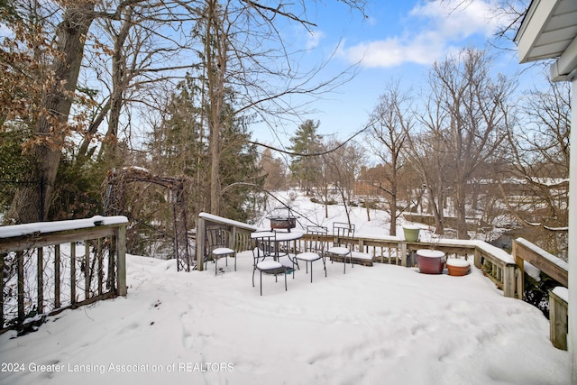 view of yard covered in snow