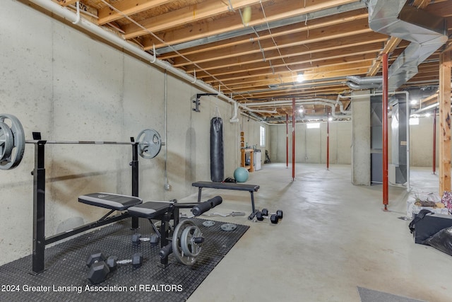 exercise room with heating unit