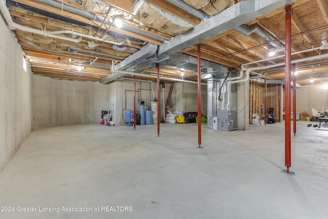 basement with heating unit