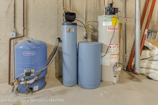 utility room with water heater