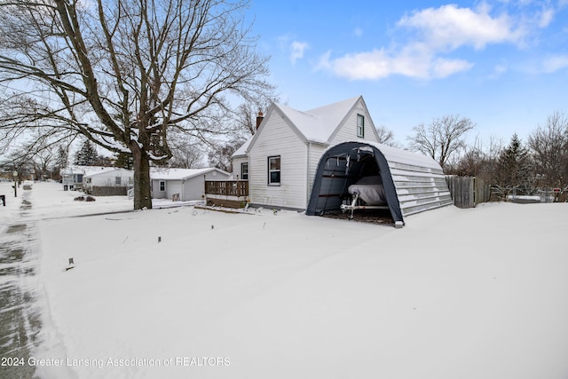 view of snow covered structure