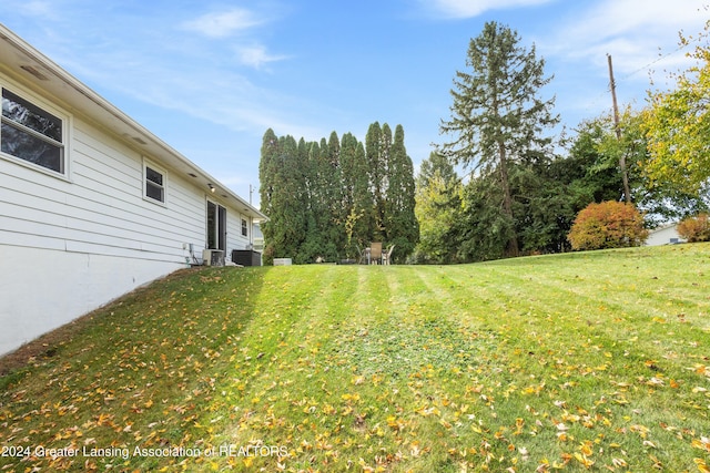 view of yard featuring cooling unit