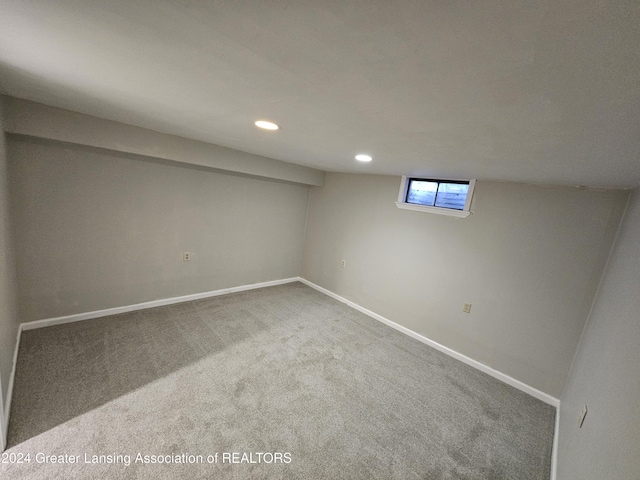 basement with carpet