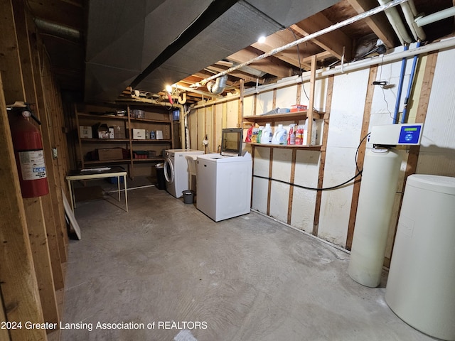 basement featuring washer and dryer