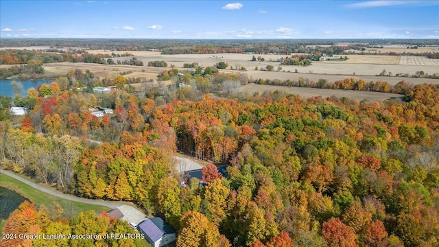 aerial view with a rural view