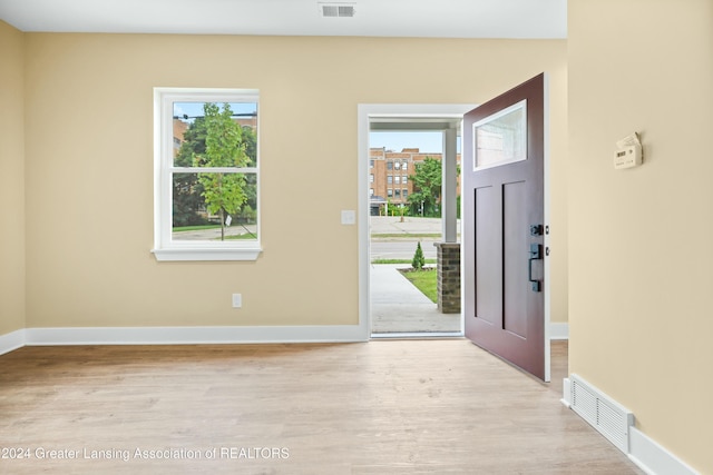 foyer featuring light wood-type flooring