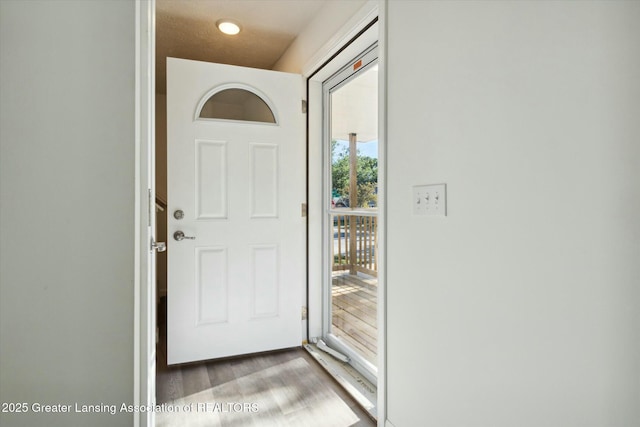 doorway featuring light hardwood / wood-style floors