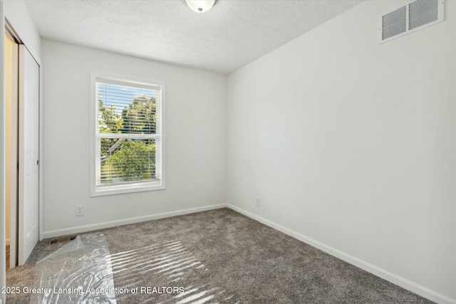 spare room with carpet flooring and a textured ceiling