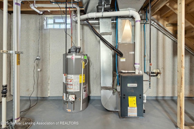 utility room with gas water heater