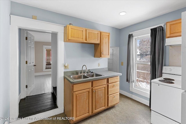 kitchen with sink and white electric stove