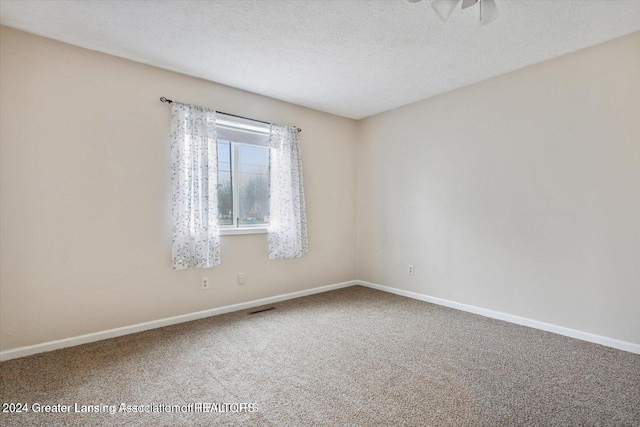 carpeted spare room featuring a textured ceiling