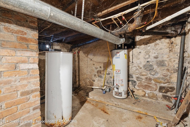 basement with water heater