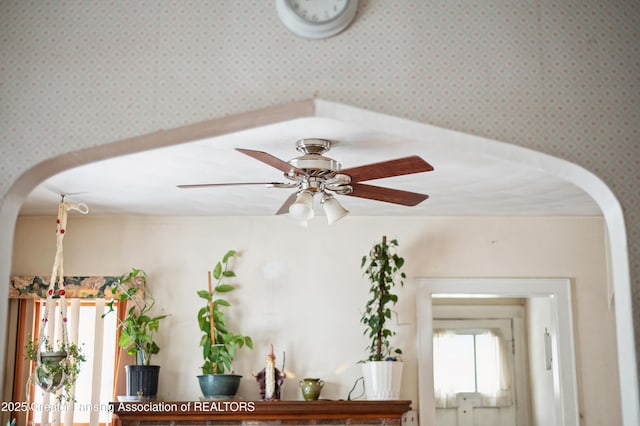 interior details with ceiling fan