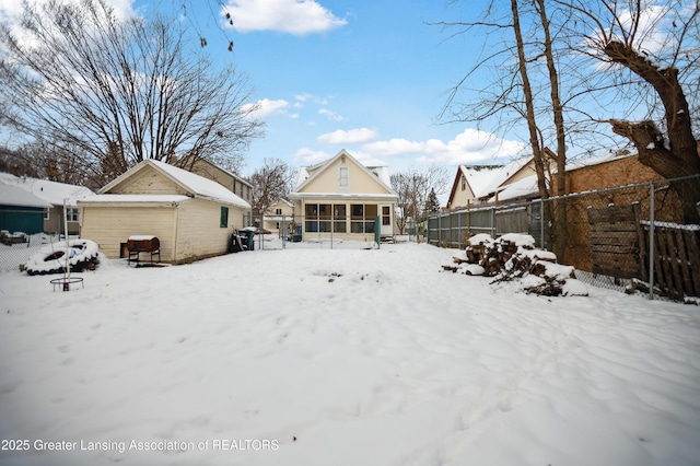 view of yard covered in snow