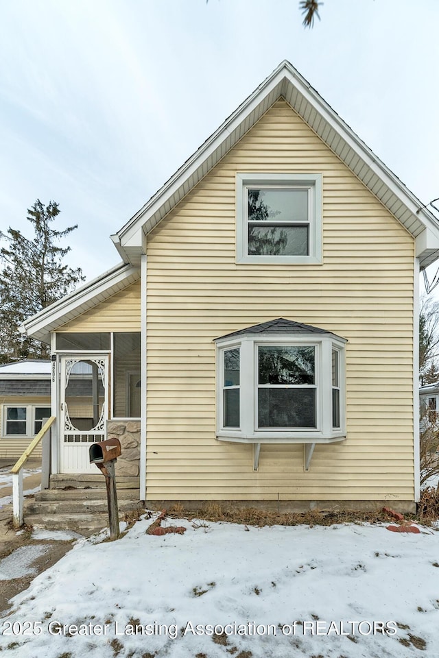 view of snow covered exterior