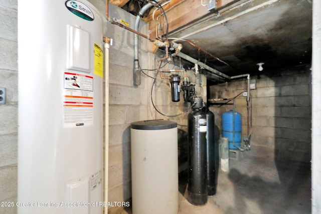 utility room featuring electric water heater