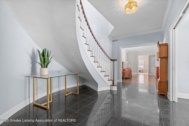 foyer with ornamental molding