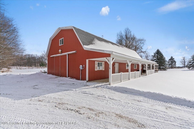 view of snow covered structure