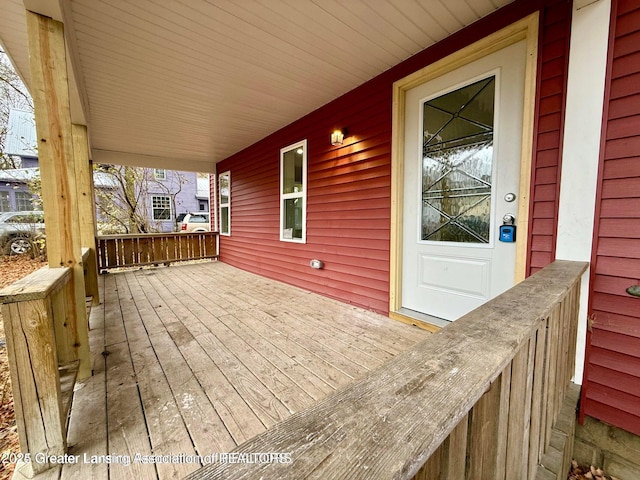 wooden deck with a porch