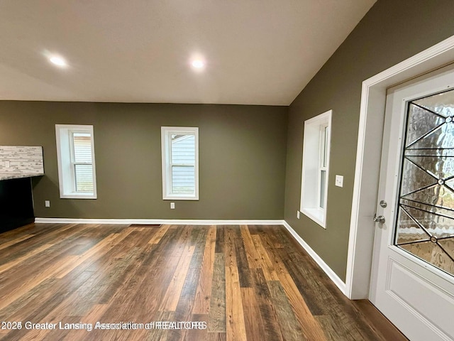 foyer with dark wood-type flooring