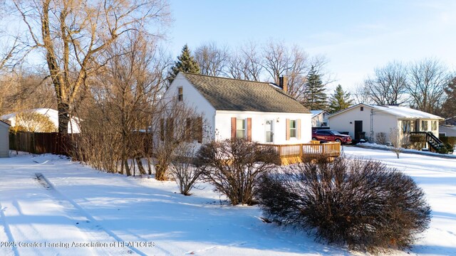 view of snow covered exterior