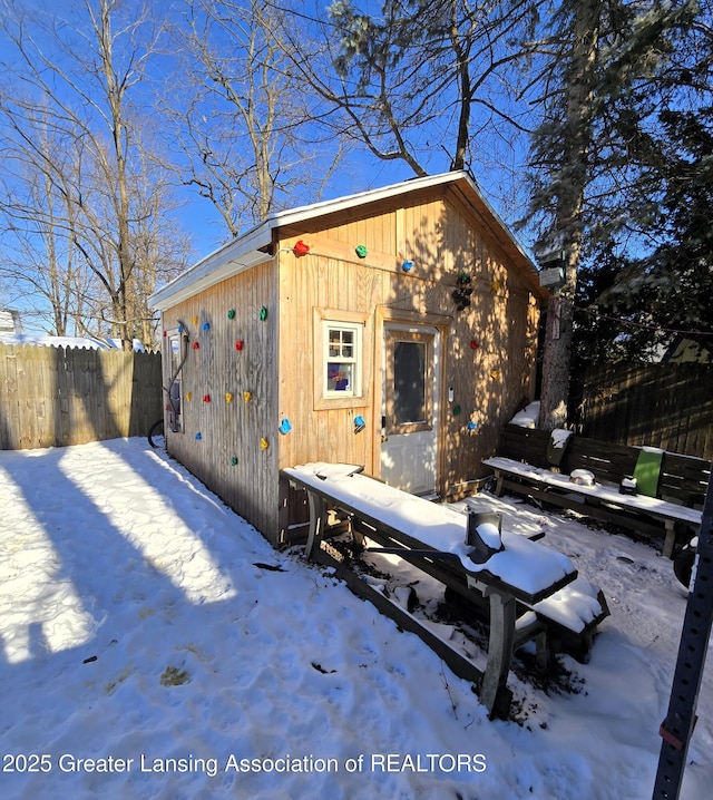 view of snow covered structure