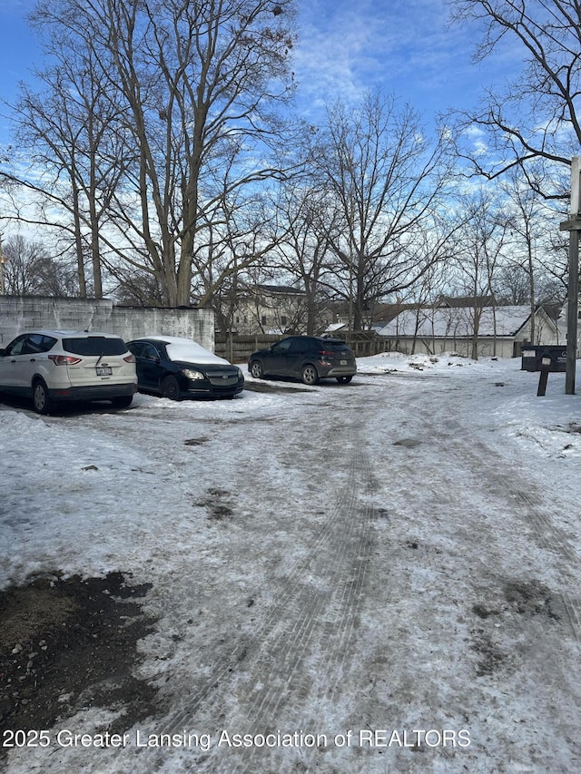 view of yard covered in snow